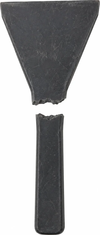 A plain plastic ice scraper snapped at the neck.